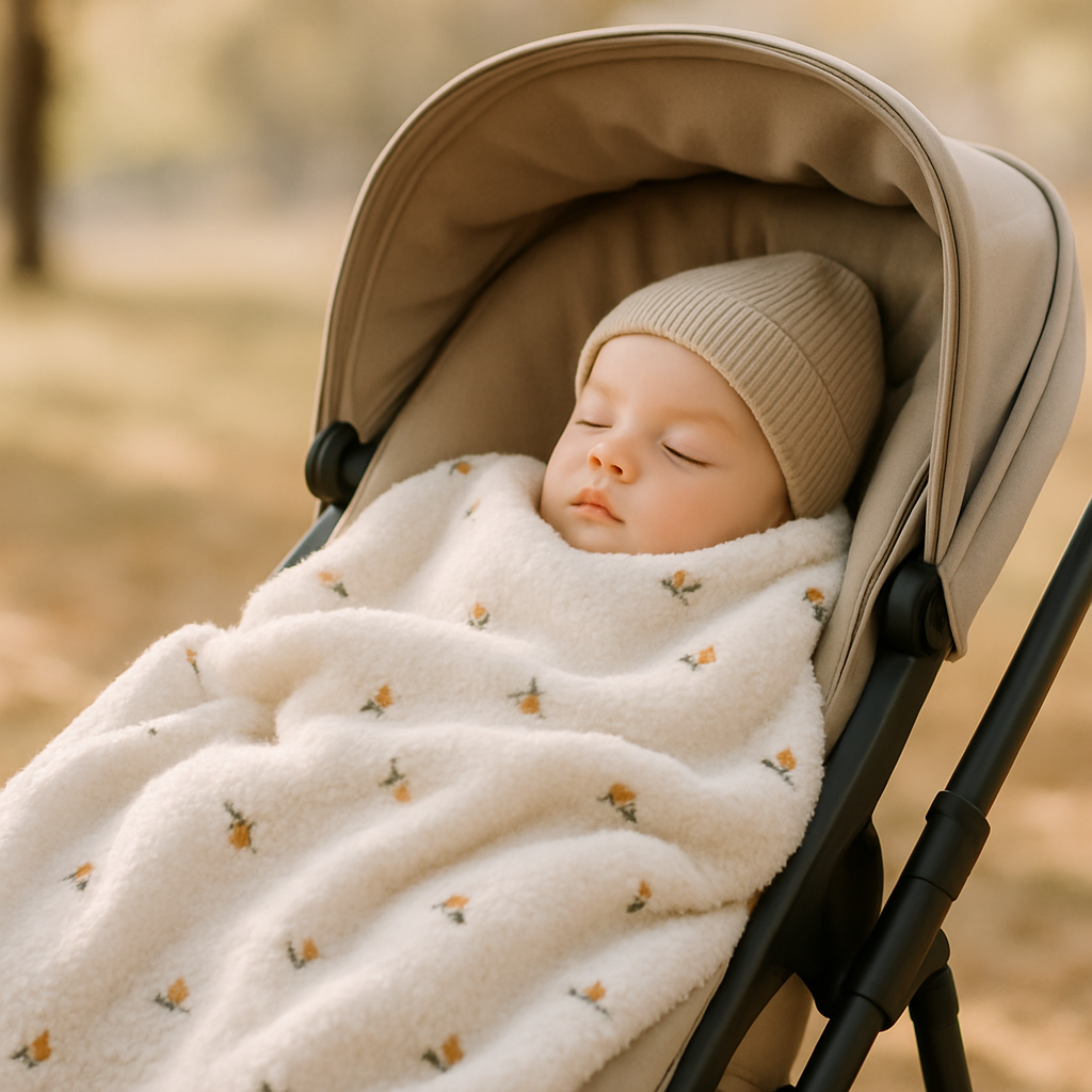 Polaire couverture bebe - fleurie