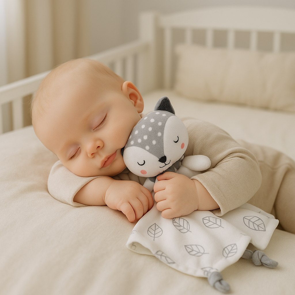 bébé dort profondément avec doudou