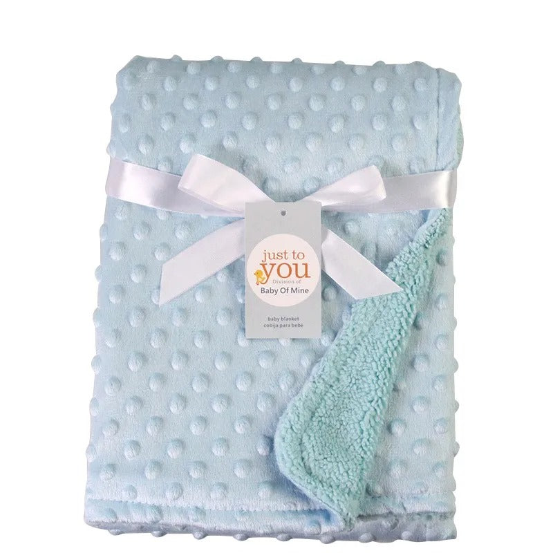 couverture bébé double couche bleue