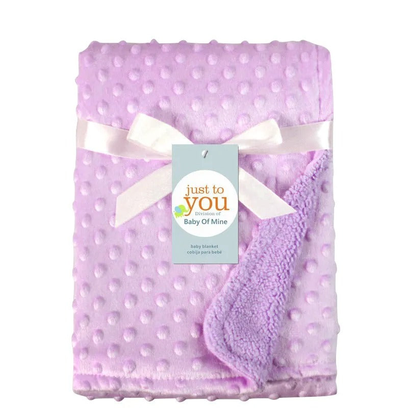 couverture bébé double couche violette