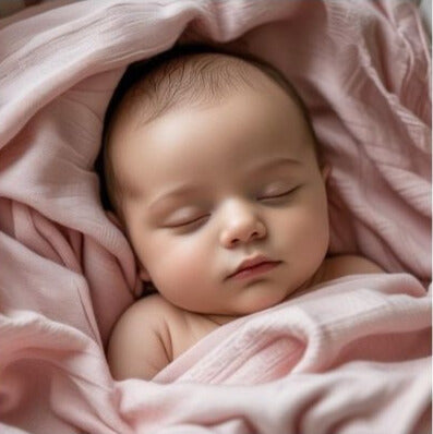 bébé dort avec couverture rose élinfant
