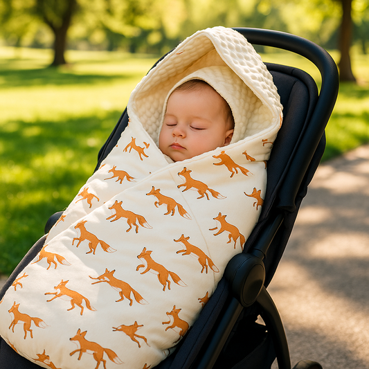 bébé enveloppé nid d'ange cosy poussette