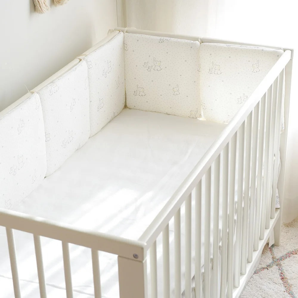 tour de lit bébé blanc éléphants
