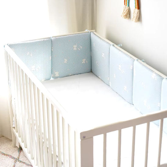 tour de lit bébé bleu éléphants